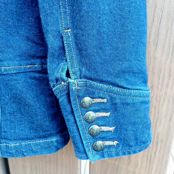 Chaps Ralph Lauren Jean Jacket Size L Military Style Denim Jacket - Picture 5 of 9